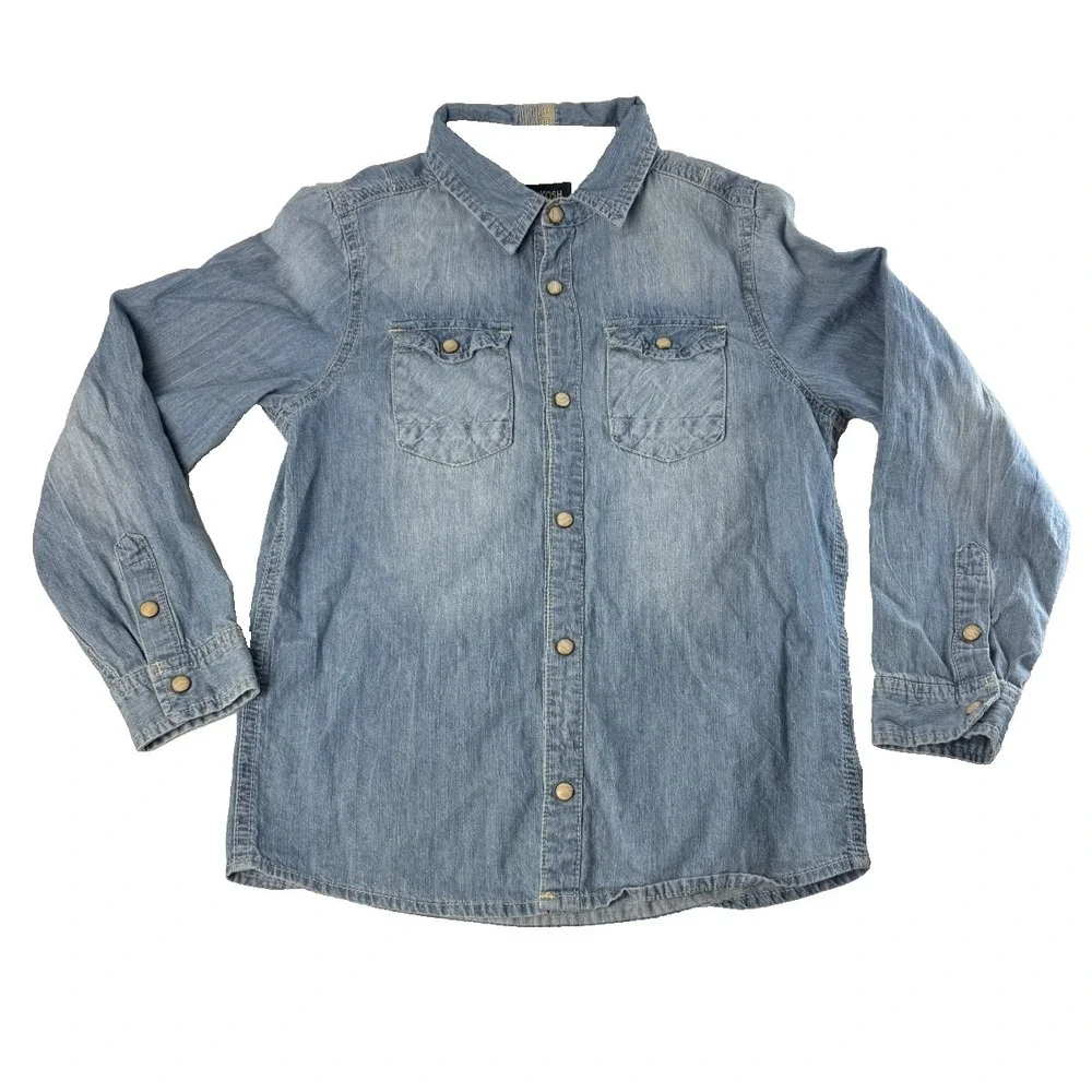 OskKosh B'gosh Western Peral Snap Chambray Youth Boys Shirt Size 10‎